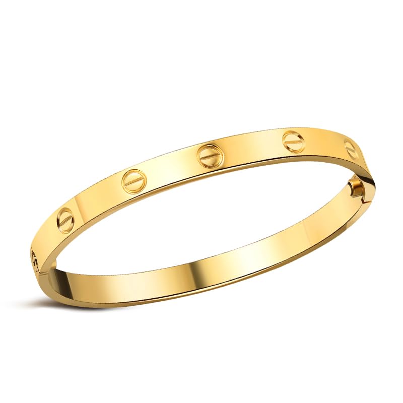 Ladies Delicate Gold Bracelet, Fashion Love Bracelet, Cuff Bracelet for Women Teen Girls Gift Girls Bridesmaid Wedding Gift (18K Gold, 6.3In)