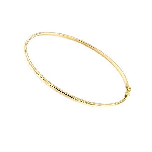 Lucchetta - Gold Bangle 7" Bracelet 14kt Real Yellow Gold | Womens Girls 14k Bangles | Authentic Italian Jewelry from Italy