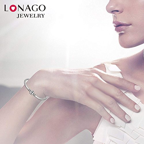 LONAGO Genuine Charm Bracelet 925 Sterling Silver Snake Chain Bangle Barrel Clasp Jewelry Fit Snake Charm Birthday Gift for Women (8.3 inches/21 cm)