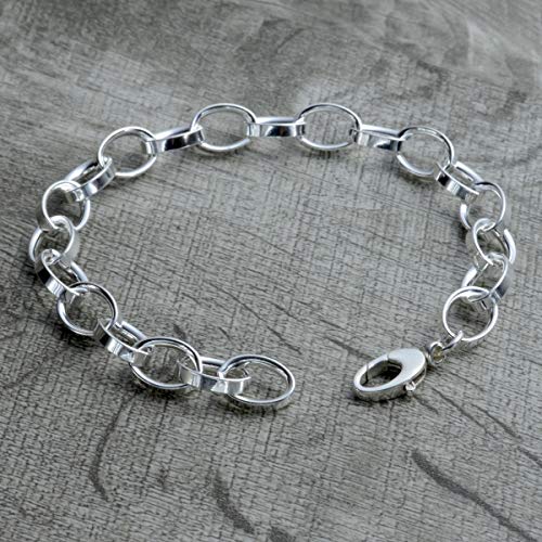 Charm Bracelet in Sterling Silver, Lobster Clasp (7.4 inches)