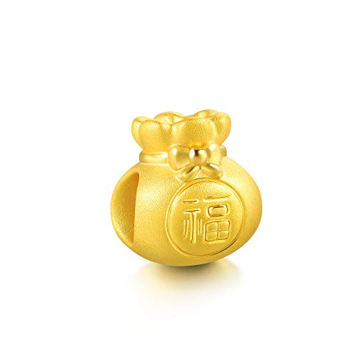 CHOW SANG SANG 999 24K Solid Gold Blessing Bracelet, Fortune Bag Charm Red Bracelet for Women and Girls 89197C