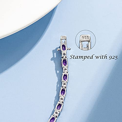 FANCIME February Birthstone Bracelets Sterling Silver Created Amethyst Tennis Bracelet Gemstone Charm Fine Jewelry for Women 7"