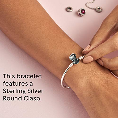 Pandora Moments Sterling Silver Ball Clasp Bangle for Women - Compatible Moments Charms - Bangle Charm Bracelet - 7.5" - With Gift Box