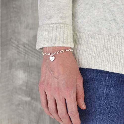 Personalized Heart Charm Bracelet in Sterling Silver