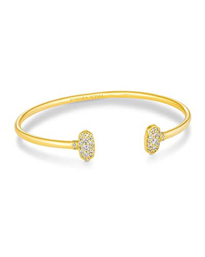 Kendra Scott Grayson Crystal Cuff Bracelet in 14k Gold-Plated Brass, Fashion Jewelry for Women, White Cubic Zirconia