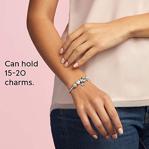 Pandora Moments Sparkling Heart Clasp Snake Chain Bracelet - Compatible Moments Charms - Sterling Silver Charm Bracelet for Women - 7.9" - With Gift Box