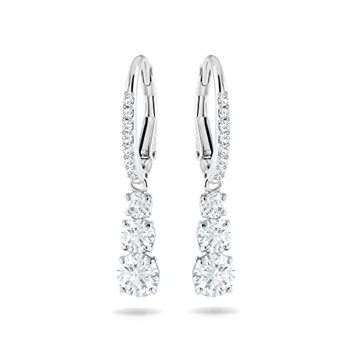 Swarovski Trilogy Drop Earrings with White Crystals