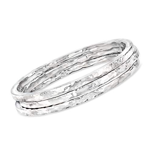 Ross-Simons Italian Sterling Silver Jewelry Set: 3 Hammered Bangle Bracelets. 8.5 inches