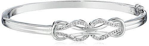 Amazon Essentials Sterling Silver Diamond Double Knot Bangle Bracelet (1/4 cttw, J Color, I3 Clarity) (previously Amazon Collection)