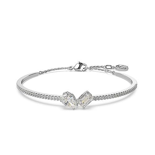 SWAROVSKI Mesmera Bangle Bracelet, Clear Mixed-Cut Stones in a Rhodium Finished Setting, Part of the Mesmera Collection