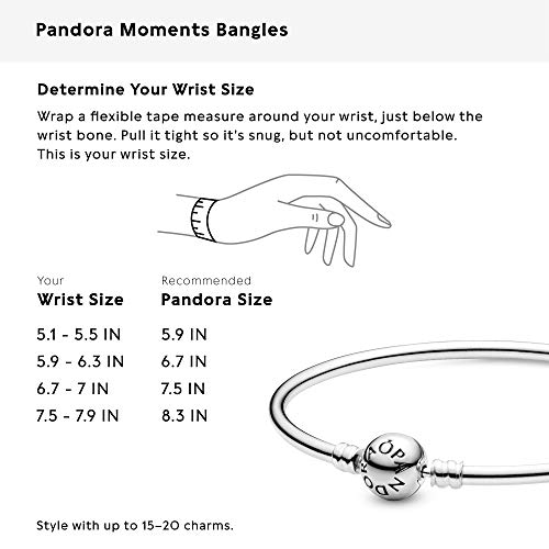 Pandora Moments Sterling Silver Ball Clasp Bangle for Women - Compatible Moments Charms - Bangle Charm Bracelet - 7.5" - With Gift Box