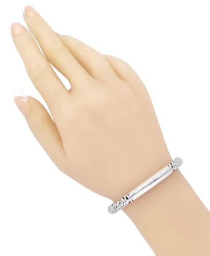DEVATA Sterling Silver 925 Bali Filigree Hammer Cuff Bracelet HMK8286 (Size M)