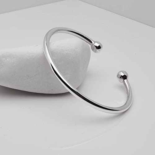 VN Jewelry Plain 925 Sterling Silver Torque Bangle For Men 22.5grs