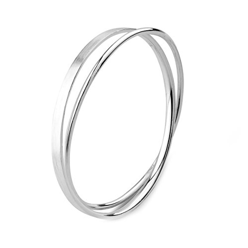 Merdia 990 Solid Sterling Silver Polished and Rough Twisted Bangle Bracelet for Women | Silver Bracelets for Women | 925 Sterling Silver Bracelets for Women | Jewelry Bracelets | Ladies Jewelry 2.75"
