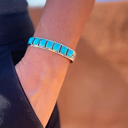 Turquoise Bracelet Sterling Silver 925 Genuine Turquoise Cuff Bracelet (Coral)