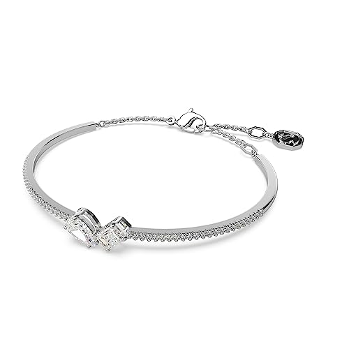 SWAROVSKI Mesmera Bangle Bracelet, Clear Mixed-Cut Stones in a Rhodium Finished Setting, Part of the Mesmera Collection