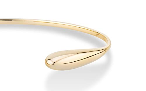 Miabella 925 Sterling Silver or 18Kt Gold Over Silver Italian Thin Adjustable Organic Teardrop Open Cuff Bangle Bracelet for Women Handmade in Italy (Yellow-Gold-Plated-Silver, Medium (7.25" - 7.5"))