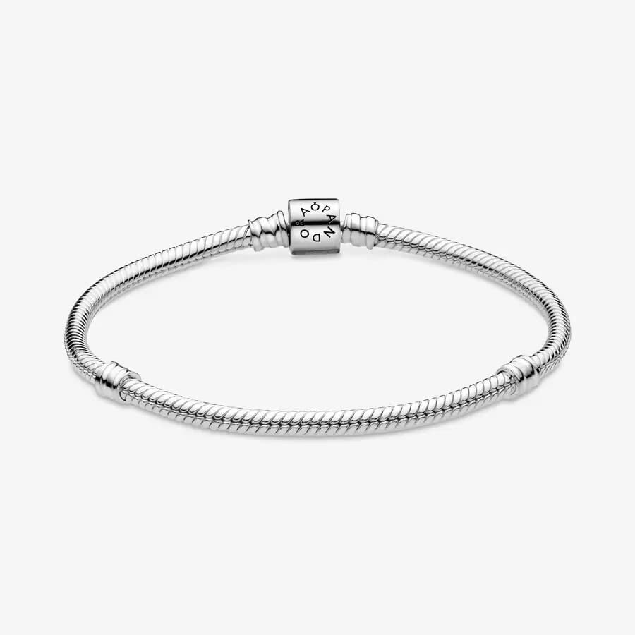 Pandora Moments Barrel Clasp Snake Chain Bracelet - Silver Bracelet for Women - Sterling Silver - 8.3" - With Gift Box