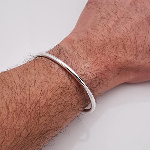 VN Jewelry Plain 925 Sterling Silver Torque Bangle For Men 22.5grs