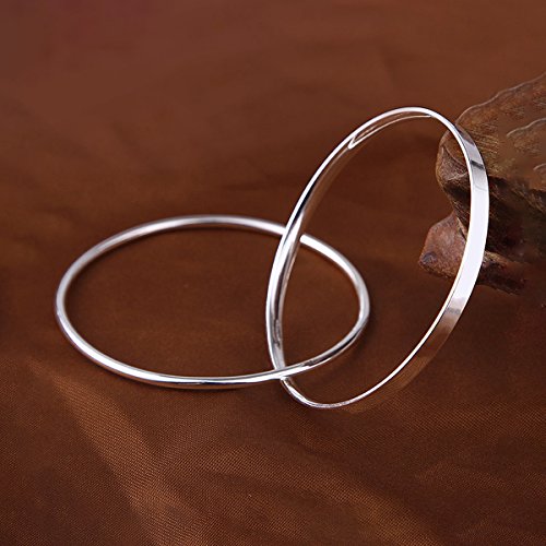 Merdia 990 Solid Sterling Silver Polished and Rough Twisted Bangle Bracelet for Women | Silver Bracelets for Women | 925 Sterling Silver Bracelets for Women | Jewelry Bracelets | Ladies Jewelry 2.75"