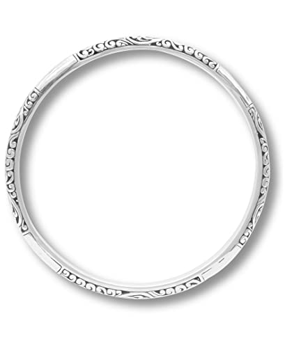 DEVATA Sterling Silver 925 Bali Hammer Slide-on Bangle Bracelet HMK8225A (Size Medium)