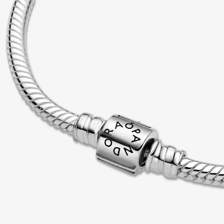Pandora Moments Barrel Clasp Snake Chain Bracelet - Silver Bracelet for Women - Sterling Silver - 8.3" - With Gift Box
