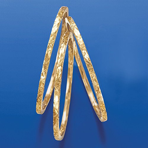 Ross-Simons Italian 18kt Gold Over Sterling Jewelry Set: 3 Hammered Bangle Bracelets. 7.5 inches