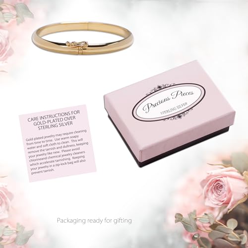 14K Gold-Plated Classic Adult Bangle Bracelet for Teens or Women (Adult-Small)