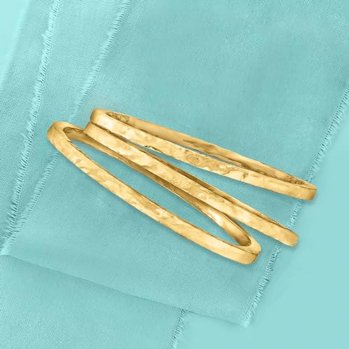 Ross-Simons Italian 18kt Gold Over Sterling Jewelry Set: 3 Hammered Bangle Bracelets. 7.5 inches