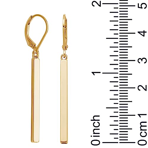 18K Gold Over Sterling Silver Bar Drop Earrings
