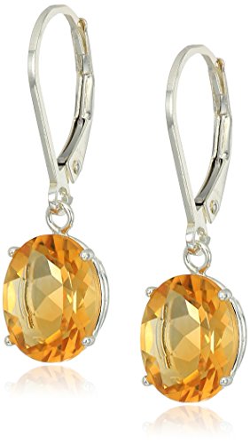 Sterling Silver November Citrine Dangle Earrings for Women