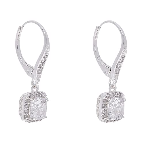 Anne Klein Silver-Tone & CZ Leverback Drop Earrings