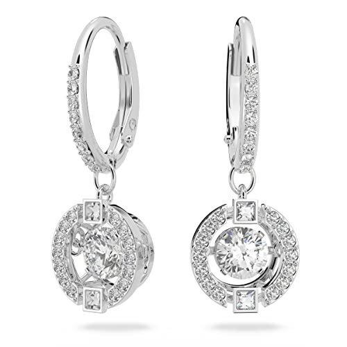 Swarovski Crystal Pavé Drop Earrings on Rhodium Setting