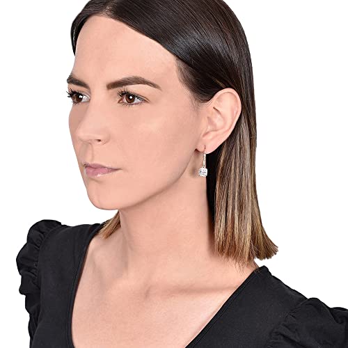 Anne Klein Silver-Tone & CZ Leverback Drop Earrings