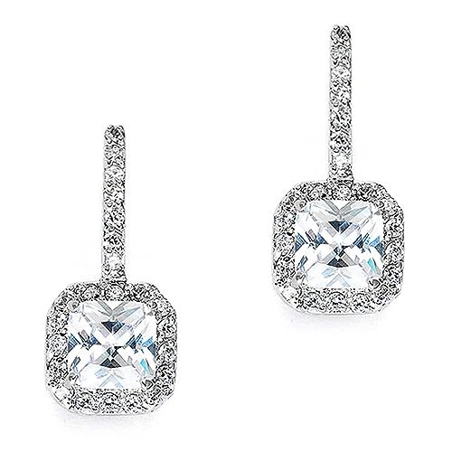 Radiant-Cut CZ Bridal Dangle Earrings for Wedding