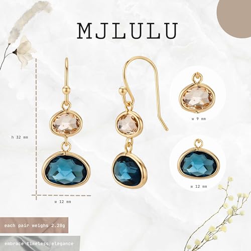 Navy Blue Sapphire & Champagne Topaz Crystal Earrings