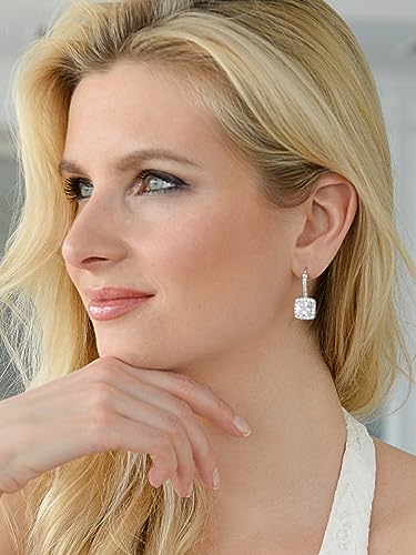 Radiant-Cut CZ Bridal Dangle Earrings for Wedding