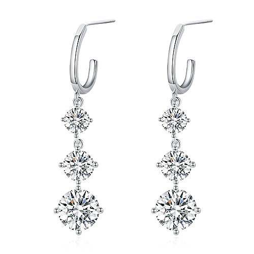 Platinum-Plated Cubic Zirconia Drop Earrings - SBLING