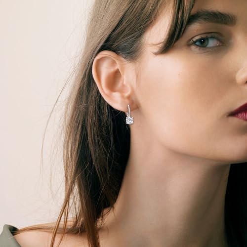 925 Sterling Silver CZ Leverback Dangle Earrings