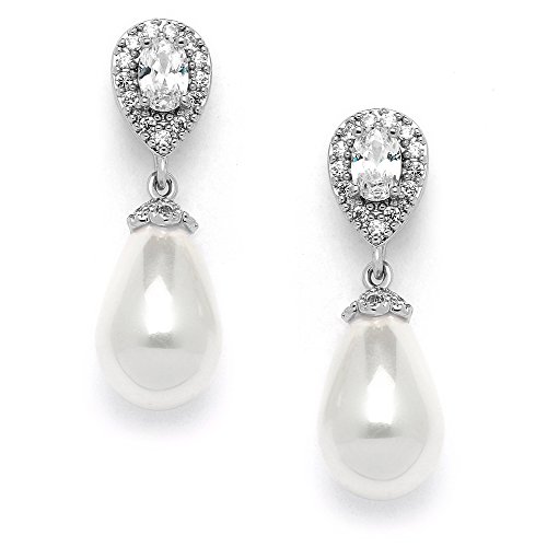 Marvellous Pearl Drop Earrings with CZ Crystals