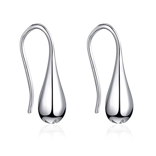 Sterling Silver Teardrop Hoop Dangle Earrings - Christmas Gift