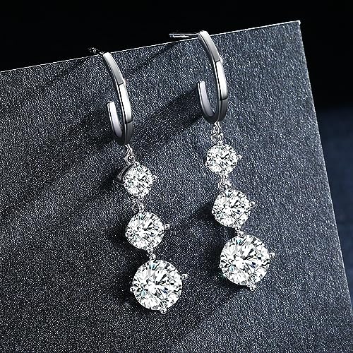 Platinum-Plated Cubic Zirconia Drop Earrings - SBLING
