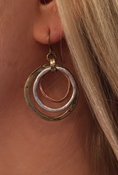 Sunrise Tricolor Dangle Earrings - Burnished Circles, Copper