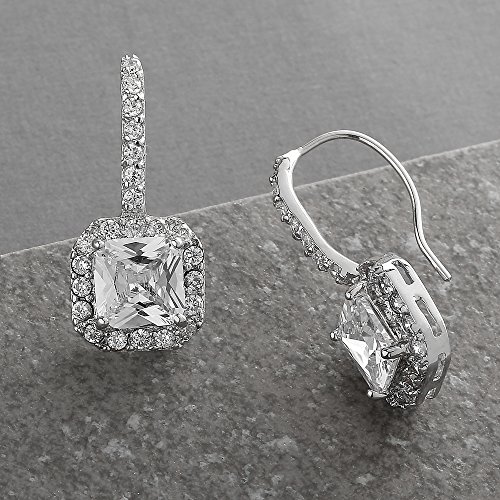 Radiant-Cut CZ Bridal Dangle Earrings for Wedding
