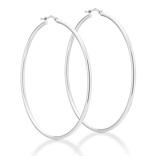Miabella Italian Sterling Silver High Polished Tube Hoop Earrings
