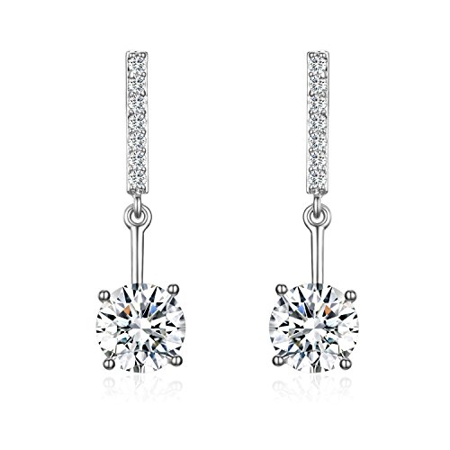 Platinum-Plated Cubic Zirconia Drop Earrings (4.25cttw)