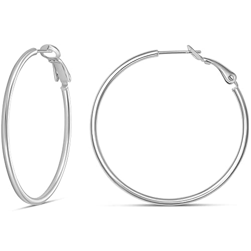 Sterling Silver Lightweight Paddle Back Hoop Earrings