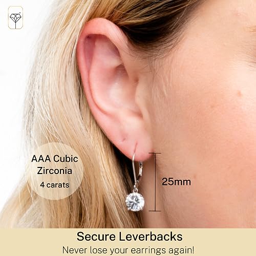 Stylish Sterling Silver Cubic Zirconia Dangle Earrings