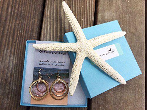 Sunrise Tricolor Dangle Earrings - Burnished Circles, Copper