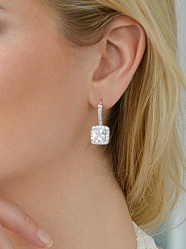 Radiant-Cut CZ Bridal Dangle Earrings for Wedding